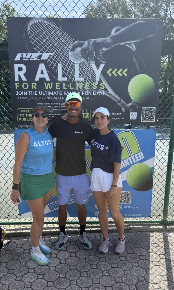 Coach Liam with two players at the RTT Rally for Wellness